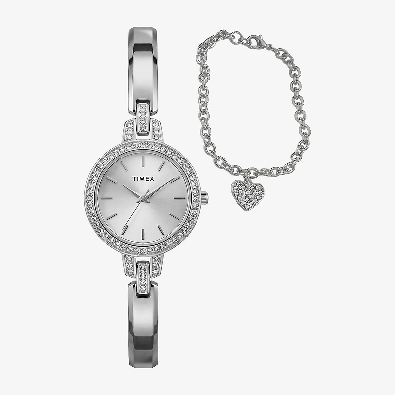 Timex Womens Silver Tone 2-pc. Watch Boxed Set Twg067700vq