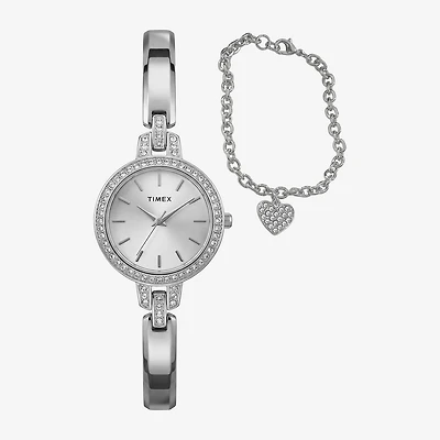 Timex Womens Silver Tone 2-pc. Watch Boxed Set Twg067700vq