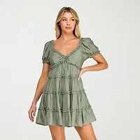 Trixxi Womens Juniors Sweetheart Neck Sleeveless Babydoll Dress