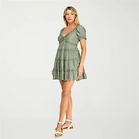 Trixxi Womens Juniors Sweetheart Neck Sleeveless Babydoll Dress