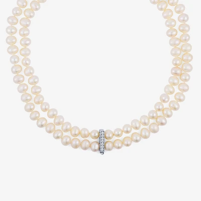 Limited Quantities! Womens White Sterling Silver Strand Necklace