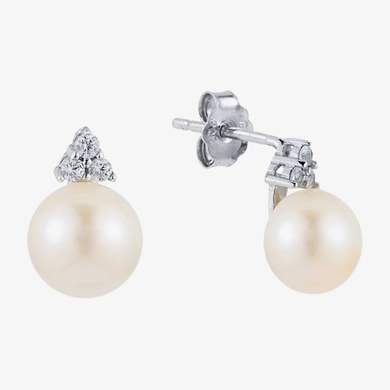 Limited Quantities! Champagne Cultured Freshwater Pearl Sterling Silver 12mm Stud Earrings
