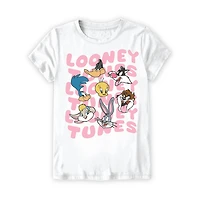 Little & Big Kid Girls Round Neck Short Sleeve Regular Fit Looney Tunes Graphic T-Shirt