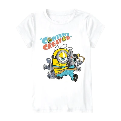 Little & Big Kid Girls Round Neck Short Sleeve Regular Fit Minions Graphic T-Shirt