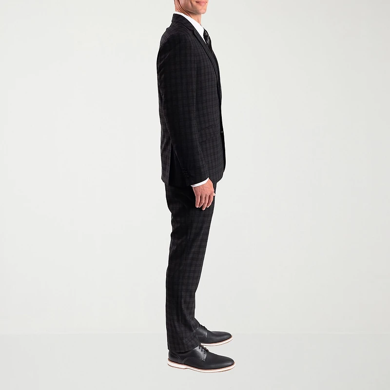 The Savile Row Co Pattern Mens Plaid 2-pc. Suit Set