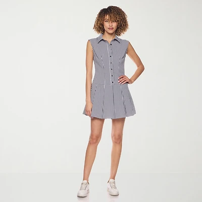 belle vie Womens Sleeveless Shirt Dress