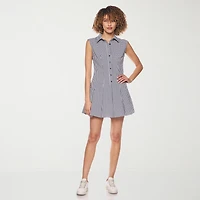 belle vie Womens Sleeveless Shirt Dress