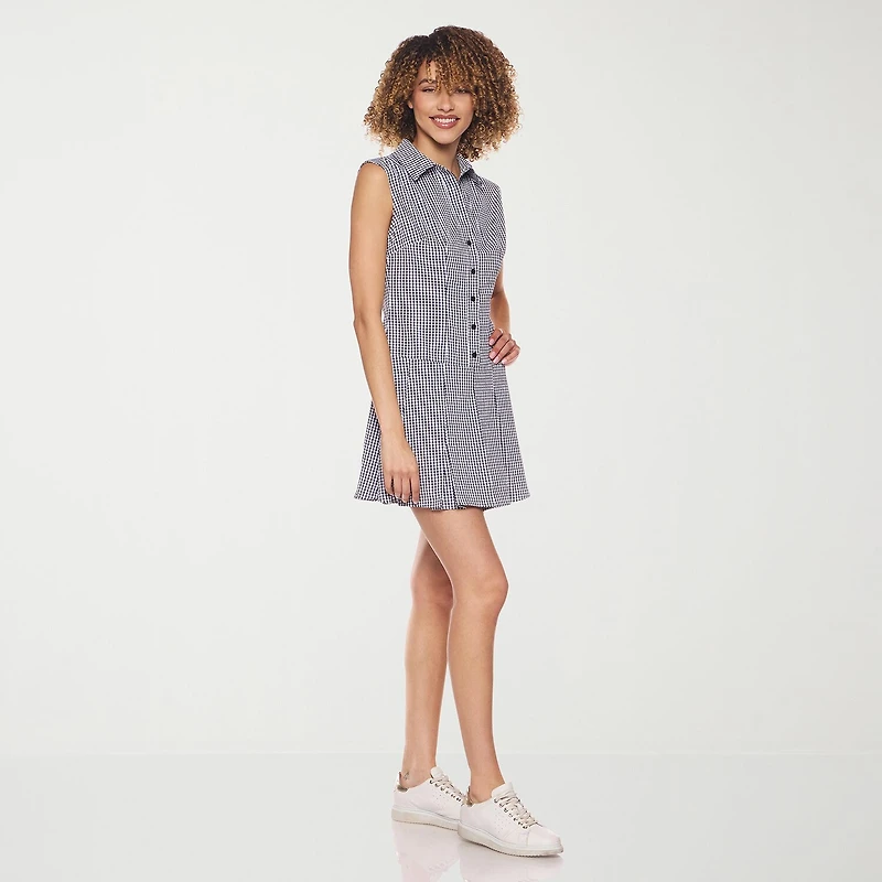 belle vie Womens Sleeveless Shirt Dress