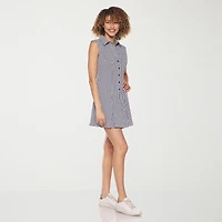 belle vie Womens Sleeveless Shirt Dress