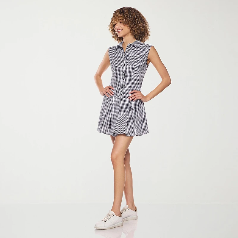 belle vie Womens Sleeveless Shirt Dress