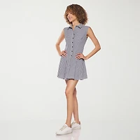 belle vie Womens Sleeveless Shirt Dress