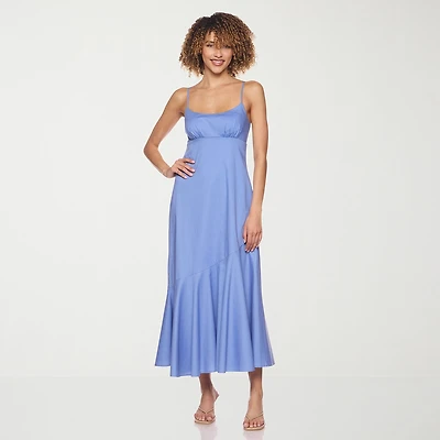 belle vie Womens Sleeveless Midi Wrap Dress