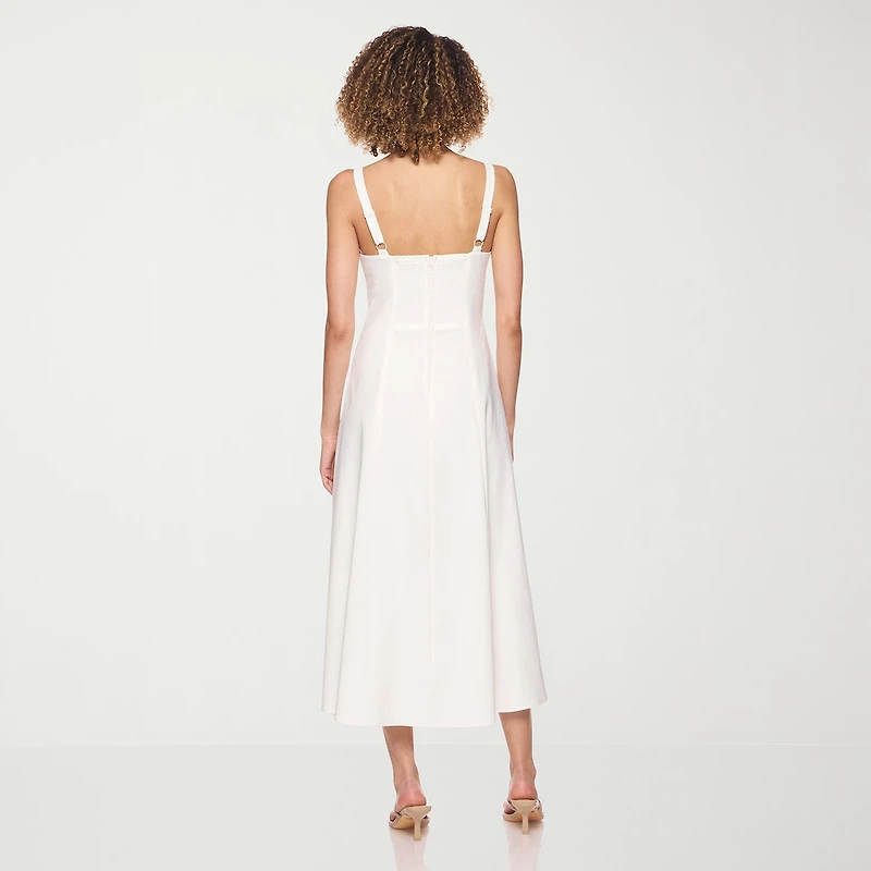 belle vie Womens Midi Sweetheart Neck Sleeveless Fit + Flare Dress