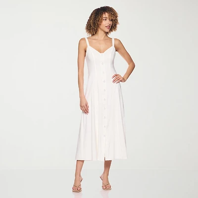 belle vie Womens Midi Sweetheart Neck Sleeveless Fit + Flare Dress