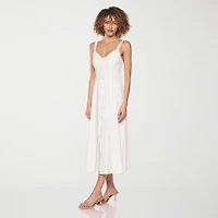belle vie Womens Midi Sweetheart Neck Sleeveless Fit + Flare Dress
