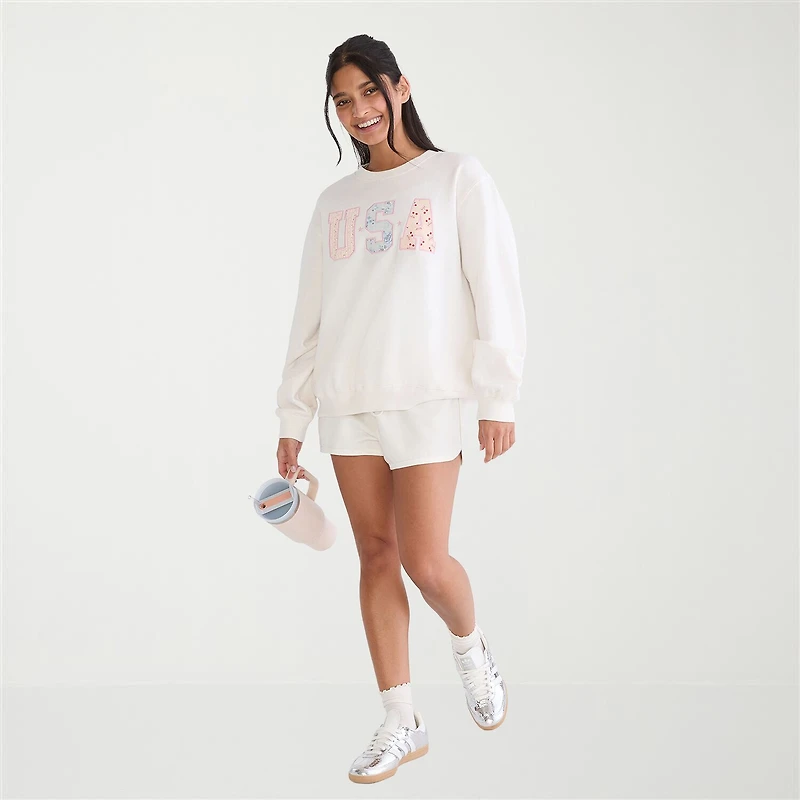 AEROPOSTALE Womens Juniors Crew Neck Long Sleeve Sweatshirt