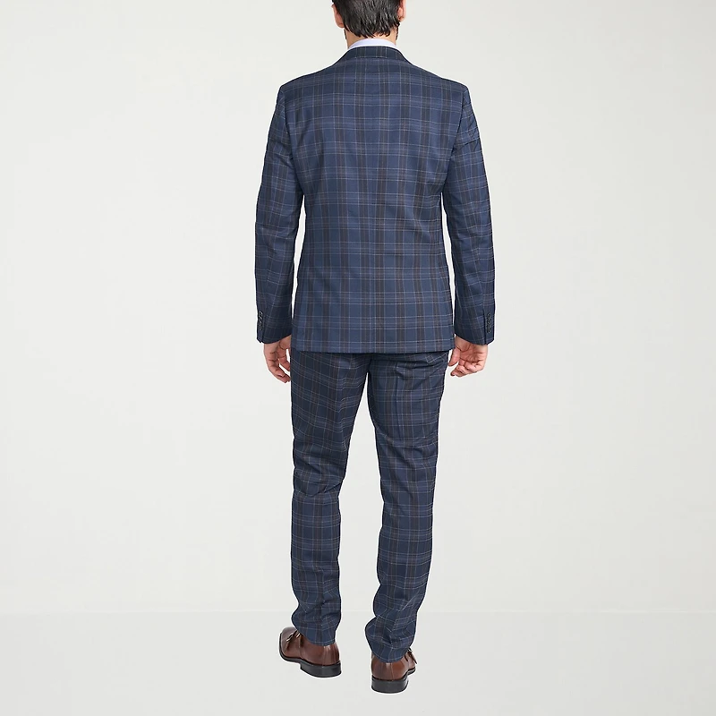 The Savile Row Co Pattern Mens Plaid 2-pc. Suit Set