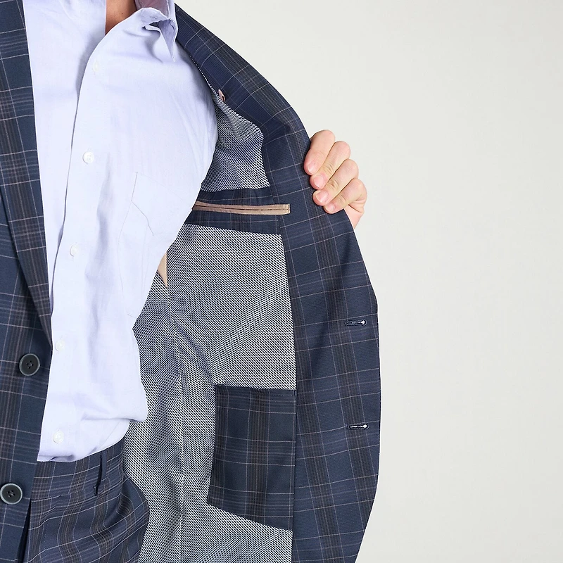The Savile Row Co Pattern Mens Plaid 2-pc. Suit Set