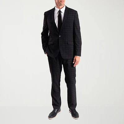 The Savile Row Co Pattern Mens Plaid 2-pc. Suit Set