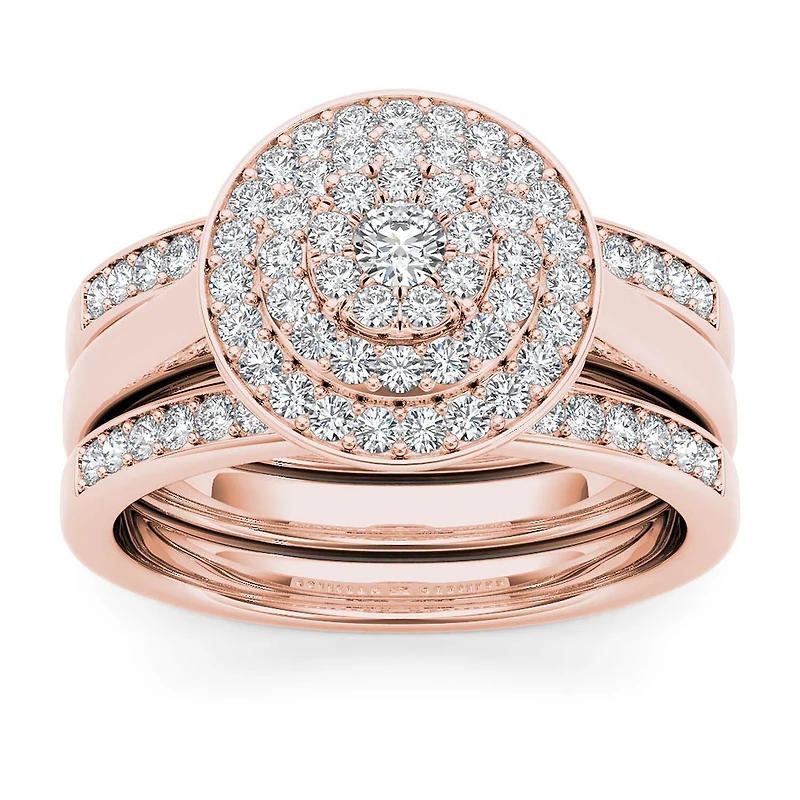 Womens CT. T.W. Natural White Diamond 10K Gold Round Bridal Set