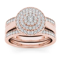 Womens CT. T.W. Natural White Diamond 10K Gold Round Bridal Set