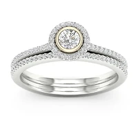 Womens 3/8 CT. T.W. Natural White Diamond 10K Two Tone Gold Round Bridal Set