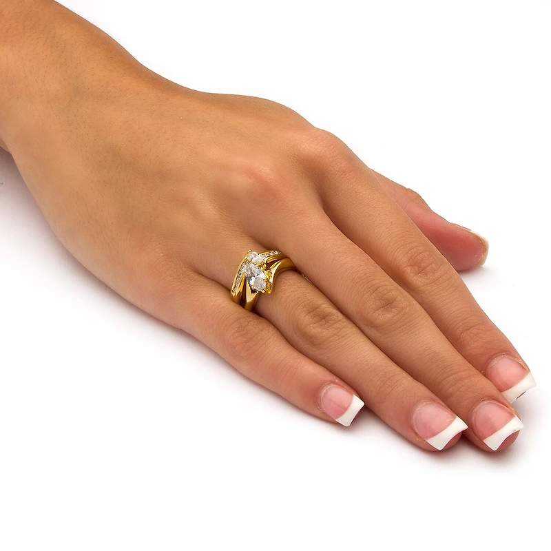 Womens 1 3/8 CT. T.W. Cubic Zirconia 18K Gold Over Brass Bridal Set