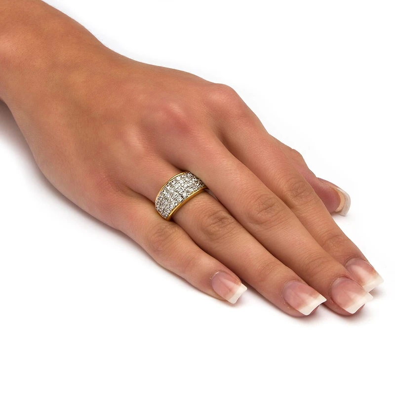 Womens 1 1/4 CT. T.W. Cubic Zirconia 14K Gold Over Brass Cocktail Ring