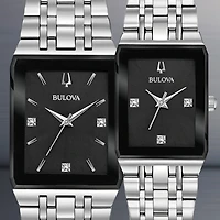 Bulova Quadra Mens Silver Tone Stainless Steel Bracelet Watch 96d145