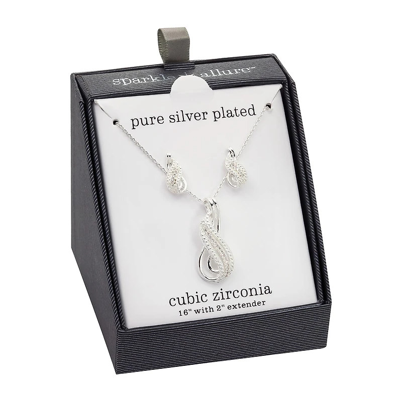 Sparkle Allure Womens White Cubic Zirconia Pure Silver Over Brass Infinity 2-pc. Jewelry Set