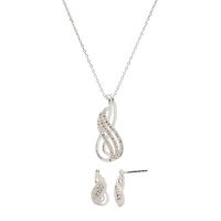 Sparkle Allure Womens White Cubic Zirconia Pure Silver Over Brass Infinity 2-pc. Jewelry Set
