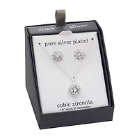 Sparkle Allure Womens White Cubic Zirconia Pure Silver Over Brass Sunburst 2-pc. Jewelry Set