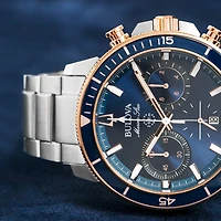 Bulova Marine Star Mens Silver Tone Stainless Steel Bracelet Watch 98b301