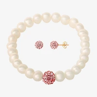 Girls Pink Crystal Cultured Freshwater Pearl 14K Gold 2-pc. Jewelry Set