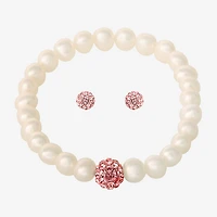 Girls Pink Crystal Cultured Freshwater Pearl 14K Gold 2-pc. Jewelry Set