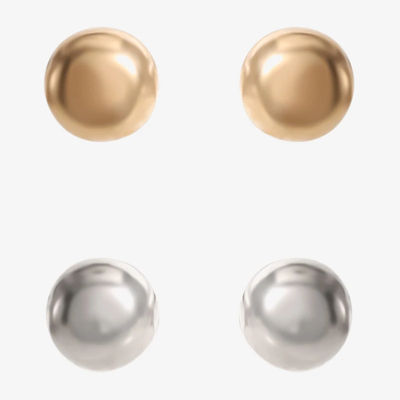 Girls 14K Gold Ball Earring Set