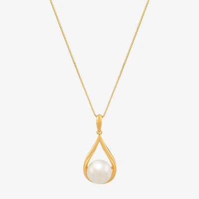 Womens White Cultured Freshwater Pearl 14K Gold Over Silver 18 Inch Pendant Necklace