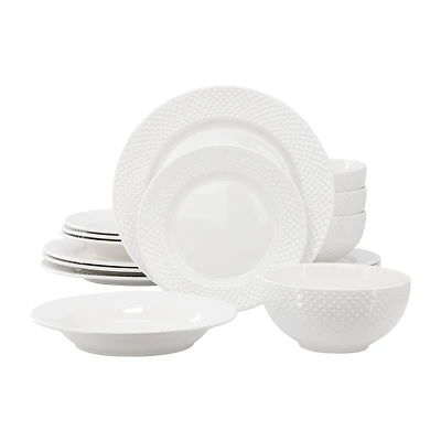 Elama Kim 16 Piece 16-pc. Porcelain Dinnerware Set