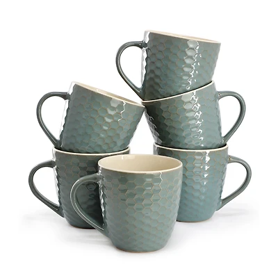 Elama Honeycomb Turquoise 6-pc. Geometric Coffee Mug
