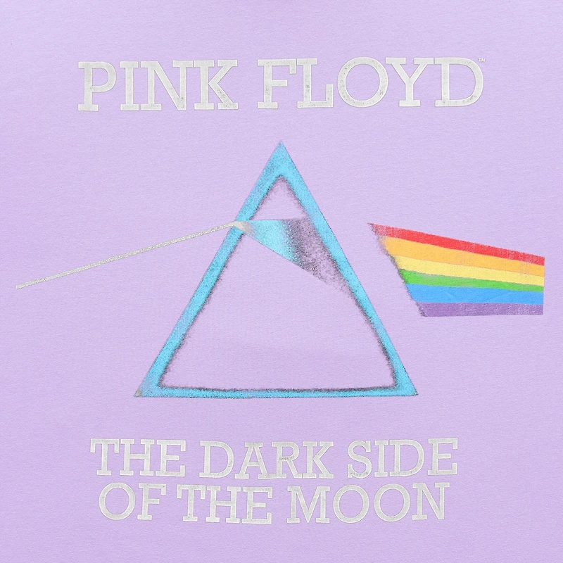 Womens Juniors Crew Neck Short Sleeve Oversized Pink Floyd Graphic T-Shirt