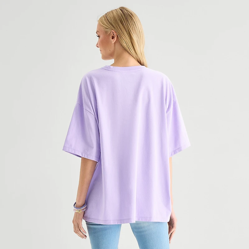 Womens Juniors Crew Neck Short Sleeve Loose Fit The Aristocats Graphic T-Shirt