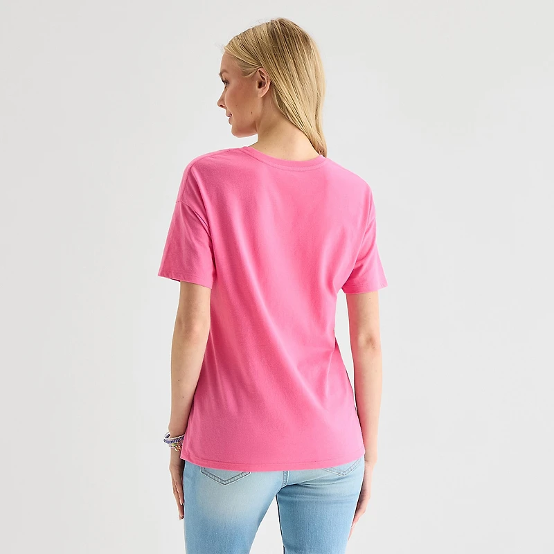 Hello Kitty Zebra Boyfriend Tee Womens Juniors Crew Neck Short Sleeve Loose Fit Graphic T-Shirt