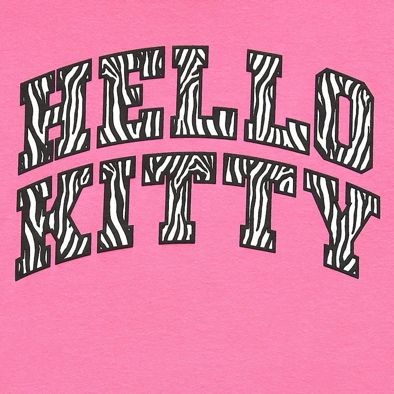 Hello Kitty Zebra Boyfriend Tee Womens Juniors Crew Neck Short Sleeve Loose Fit Graphic T-Shirt