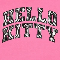 Hello Kitty Zebra Boyfriend Tee Womens Juniors Crew Neck Short Sleeve Loose Fit Graphic T-Shirt
