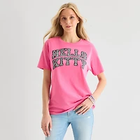Hello Kitty Zebra Boyfriend Tee Womens Juniors Crew Neck Short Sleeve Loose Fit Graphic T-Shirt