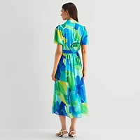 Studio 1 Womens Short Sleeve Puffed Maxi Dress