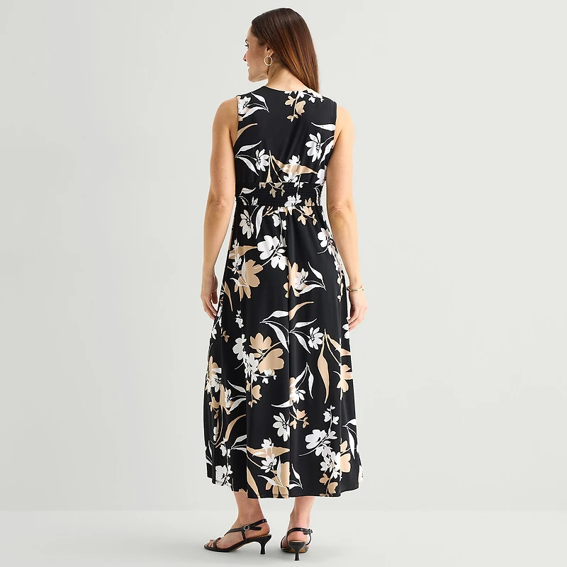 Studio 1 Womens V Neck Sleeveless Maxi Dress