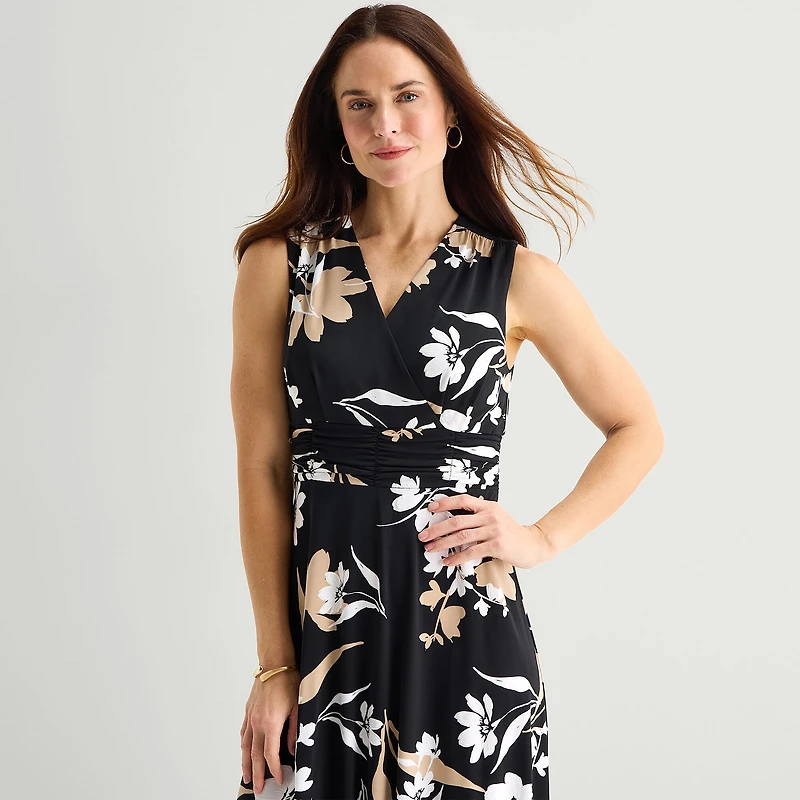Studio 1 Womens V Neck Sleeveless Maxi Dress