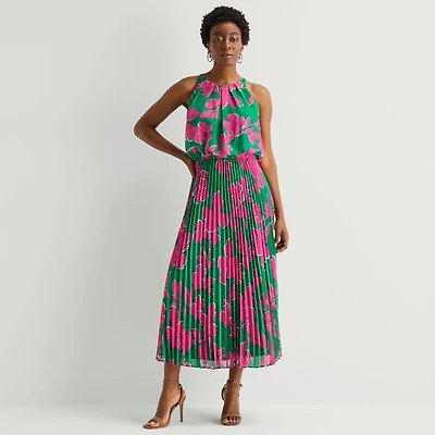 Sandra Darren Womens Round Neck Sleeveless Maxi Dress