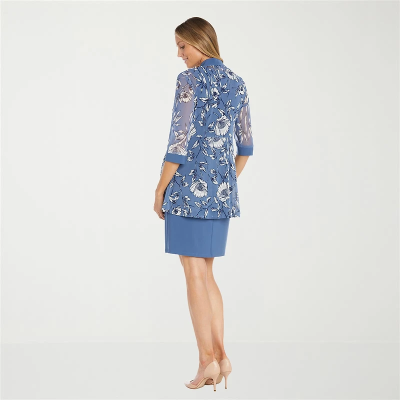 R & M Richards Womens Jacket Dress With Removable Necklace